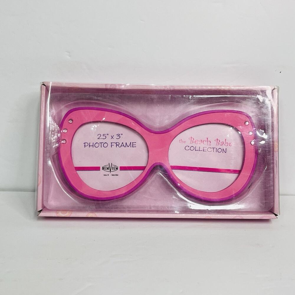 mcbling 2005 beach babe photo frame‎ pink glasses 2.5x3 inch